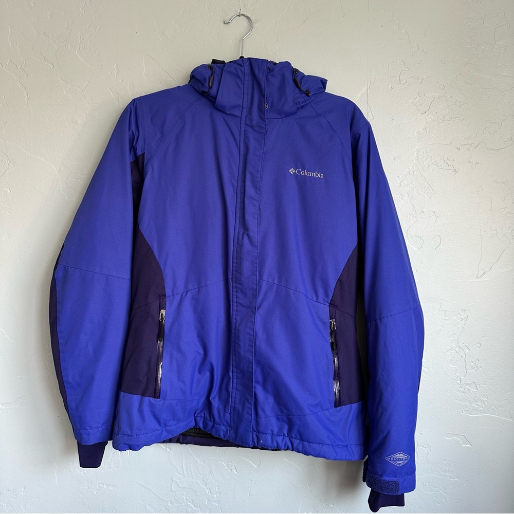 Columbia Women's Omni Heat Blue Zip Up Hooded Performance Jacket Size Small EUC